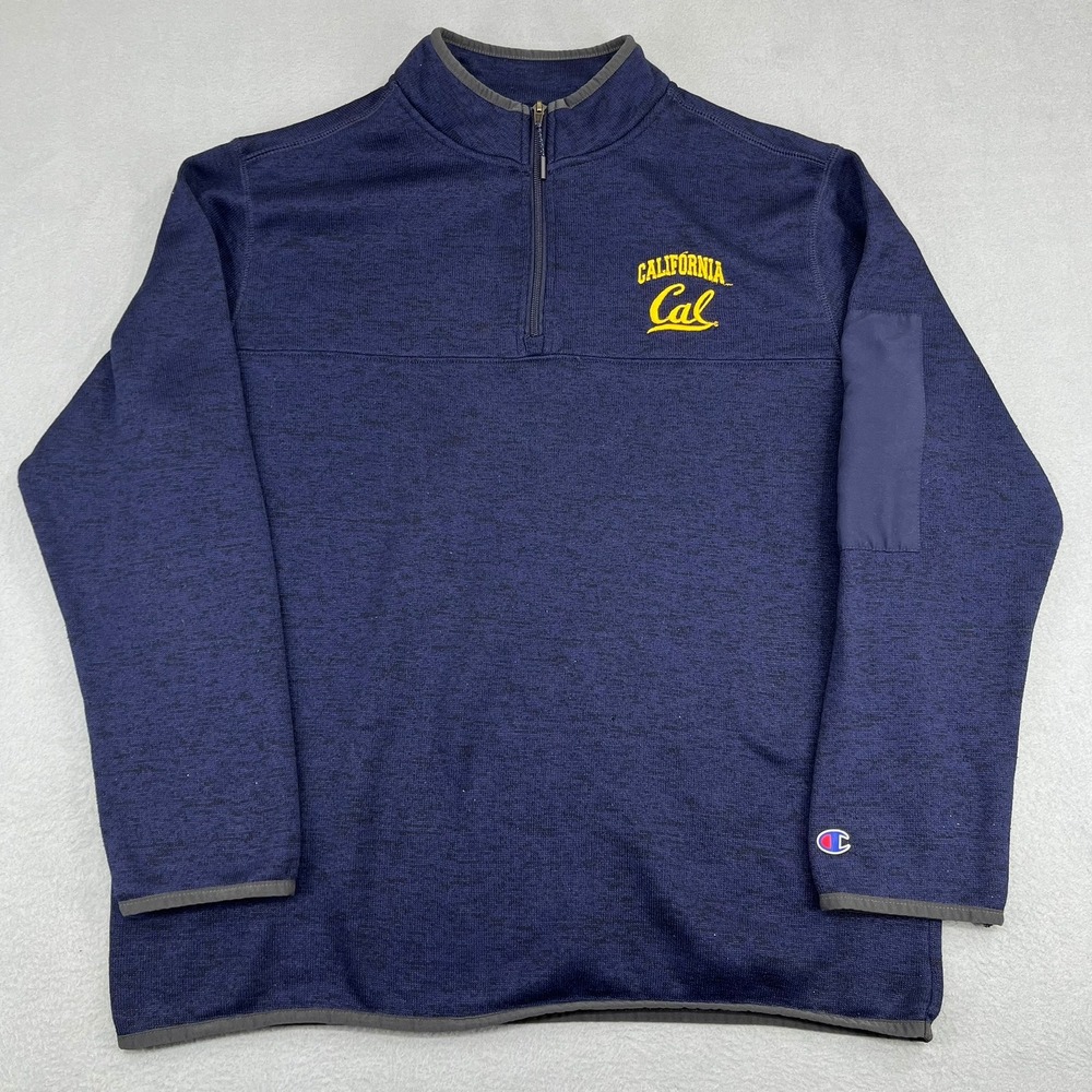 Champion California Cal Golden Bears Mens XL Navy Blue‎ Quarter Zip Pullover